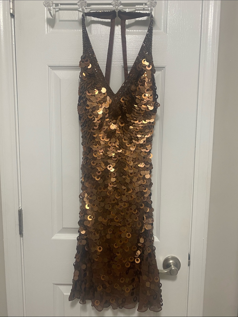 Sue Wong Bronze Sequin Midi Dress